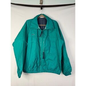 Columbia Windbreaker Jacket Mens L Teal Green Excellent Vintage 90s Full Zip